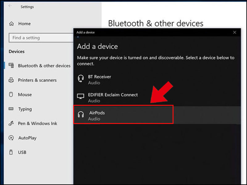 cách kết nối AirPod với máy tính Windows